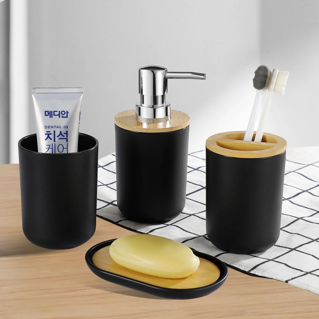 Bathroom Accessory Set,4pcs Gift Set,Toothbrush Holder,Mouthwash Cup,Soap Dish,Soap Dispenser,Washroom Utensils