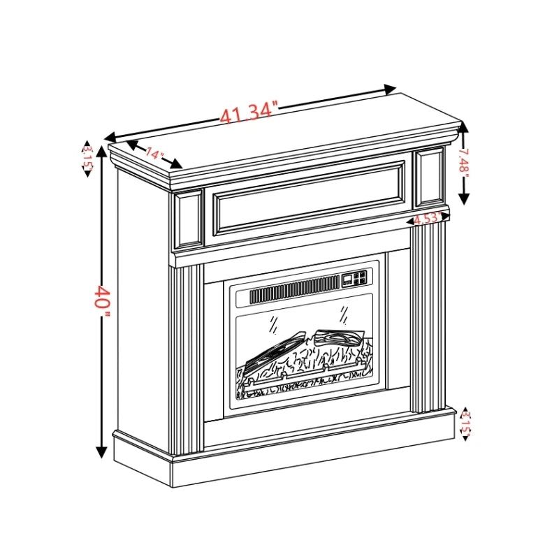 Only Mantel (NOT INCLUDED 23 FIREPLACE) -White,41.34W*14D*40H