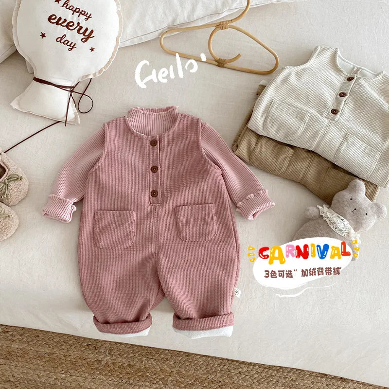 Children's Velvet Overalls 0-5 Years Old Winter Korean Children's Clothing Boys' Fashionable Casual Pants Girls' Pants