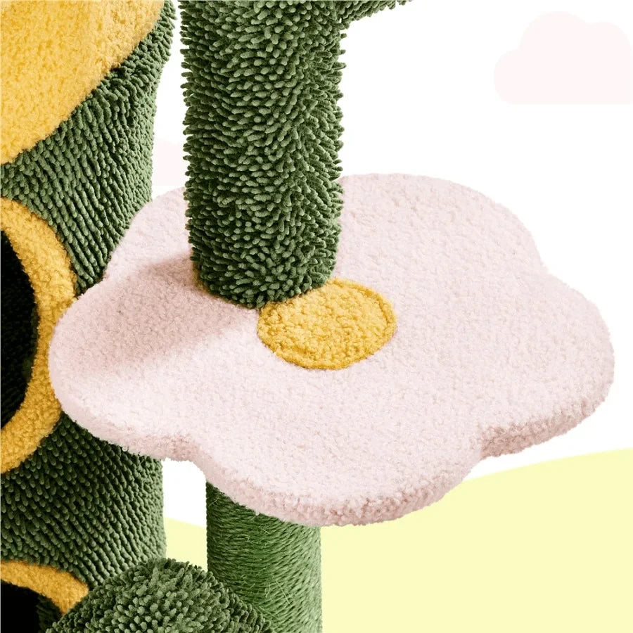 48.5 H Oasisthemed Cat Tree Tower with 2 Condos 3 Perches Designed for Indoor Cats to Play Rest and Climb Ideal for Small to Me