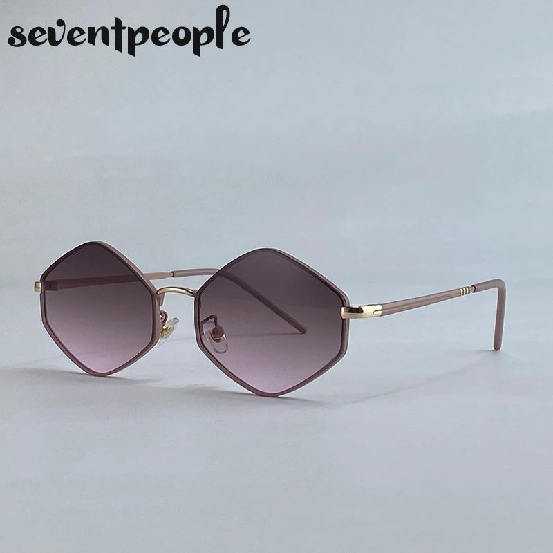 Small Frame Hexagon Punk Sunglasses Women 2025 Luxury Brand Classic Steampunk Polygon Sun Glasses For Ladies Vintage Shade UV400