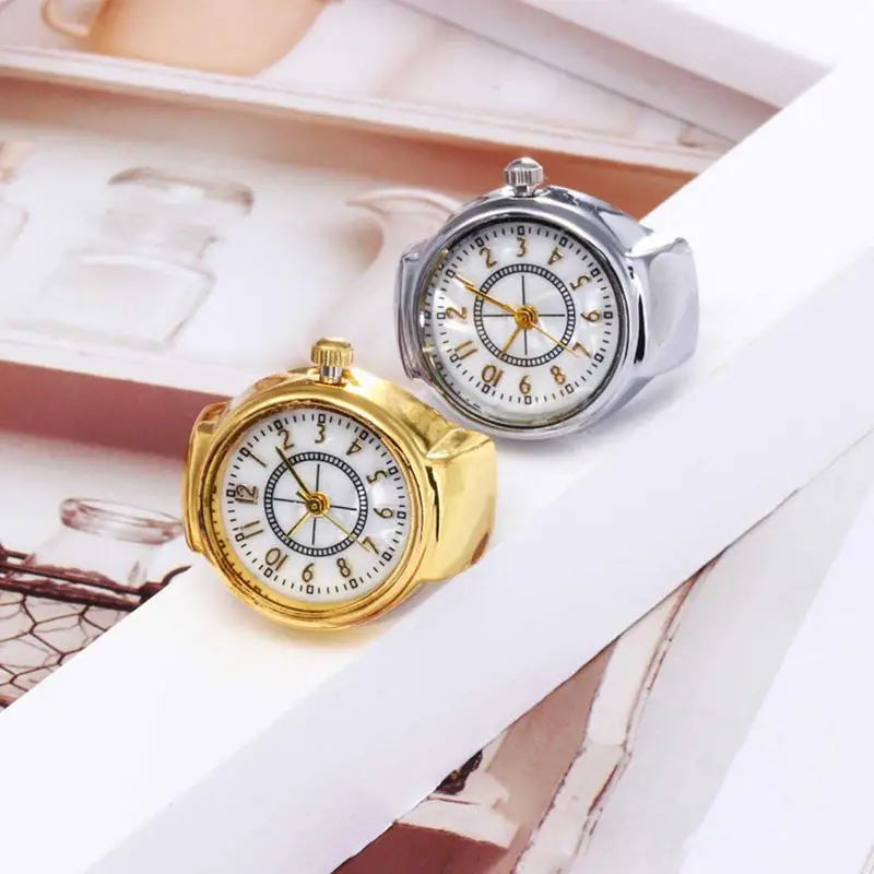 Mini Couple Watches For Women Men Ring Watch Round Dial Arabic Numerals Analog Quartz Ring Watches Ladies Finger Ring Watch Gift