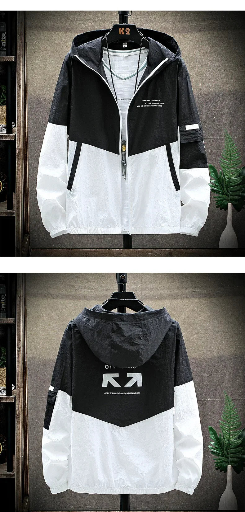 2025 Summer Skin Coats Men Ultra Light UV Sun Protection Big Size Hooded Windbreaker Jacket Men Striped Casual Outwear