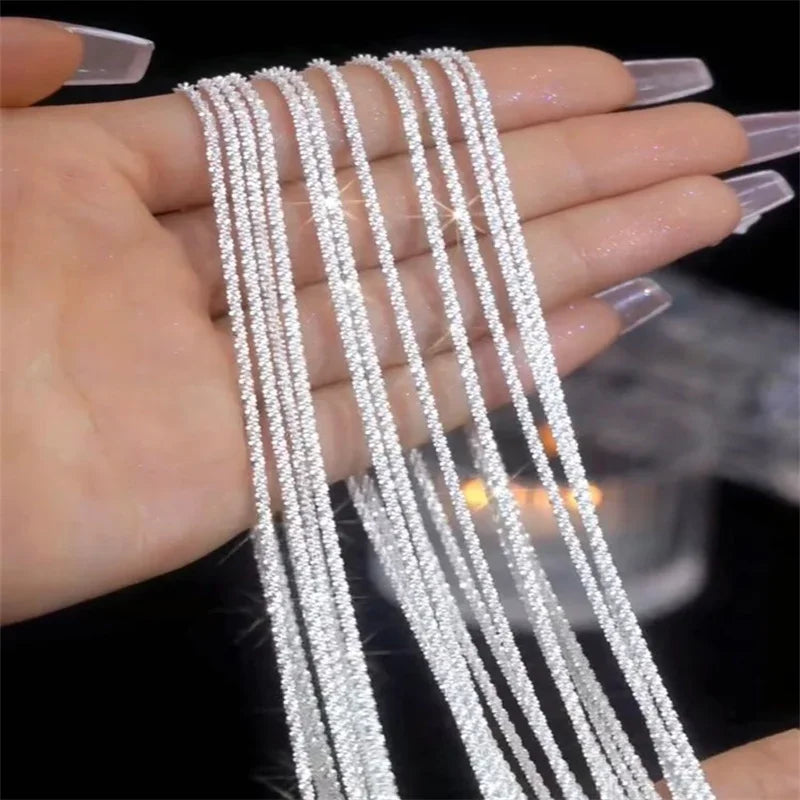 SOMILIA Fashion 18K Yellow Gold Necklace Authentic S925 Sterling Silver Sparkling Clavicle Sweater Chain High Jewelry For Woman