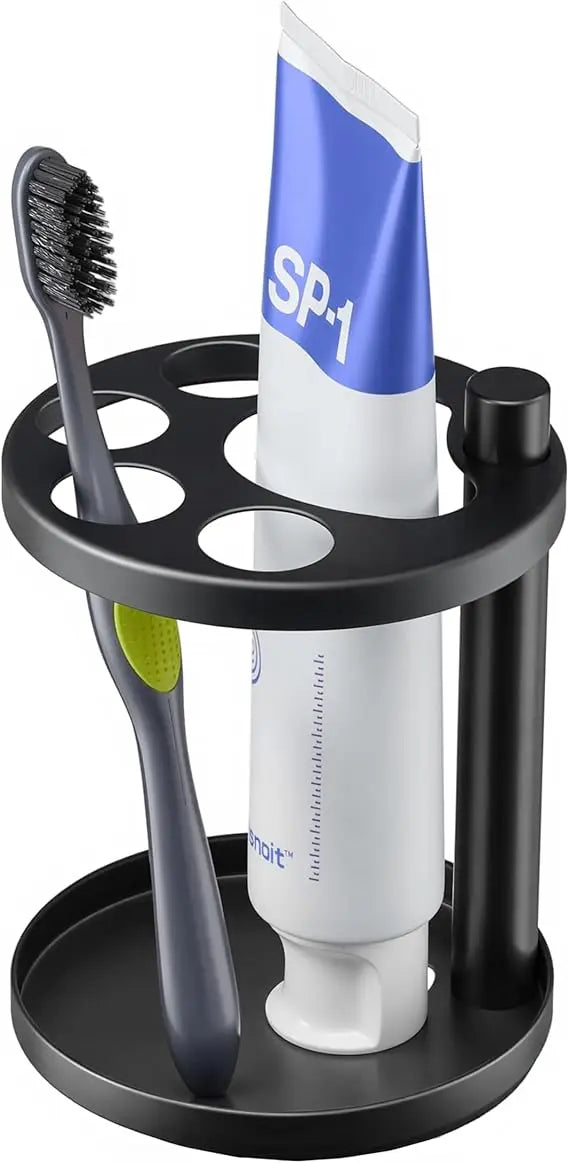 Metal Toothbrush Holder Stand for Bathroom: Stainless Steel Ventilated Organizer with Slots for Electric Toothbrushes, Toothpast