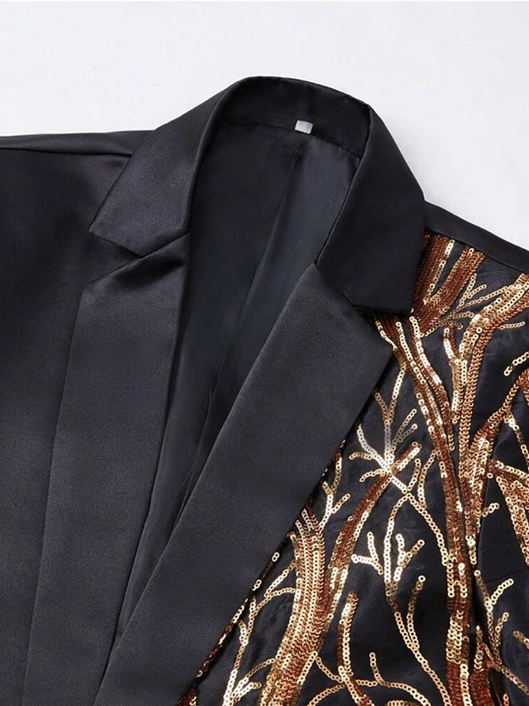 Men's single-piece shiny sequin suit jacket, fashionable evening dress, suitable for parties, weddings, banquets, and balls