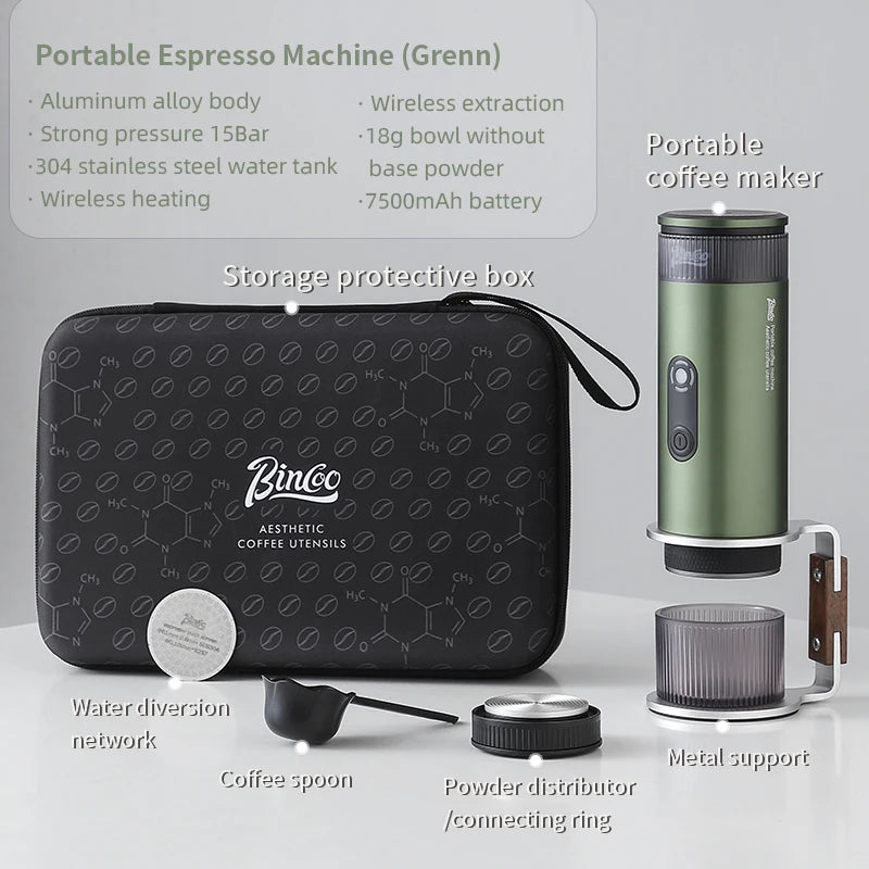 Bincoo Portable Electric Espresso Coffee Maker for Camping Wireless Heating Concentrated Extraction Coffee Machine Red Dot Award