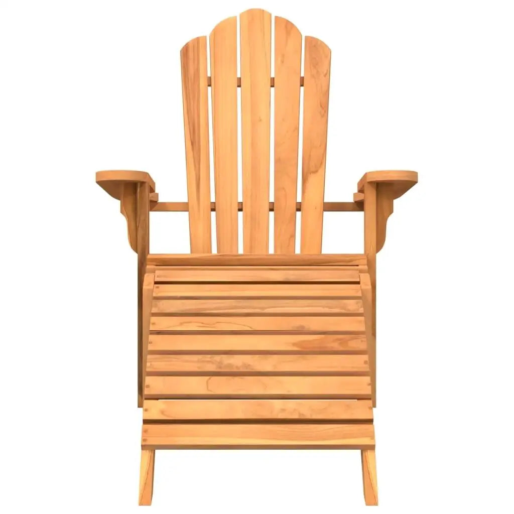 Teak Wood Garden Adirondack Chair with Footrest Outdoor Patio Furniture Classic Design