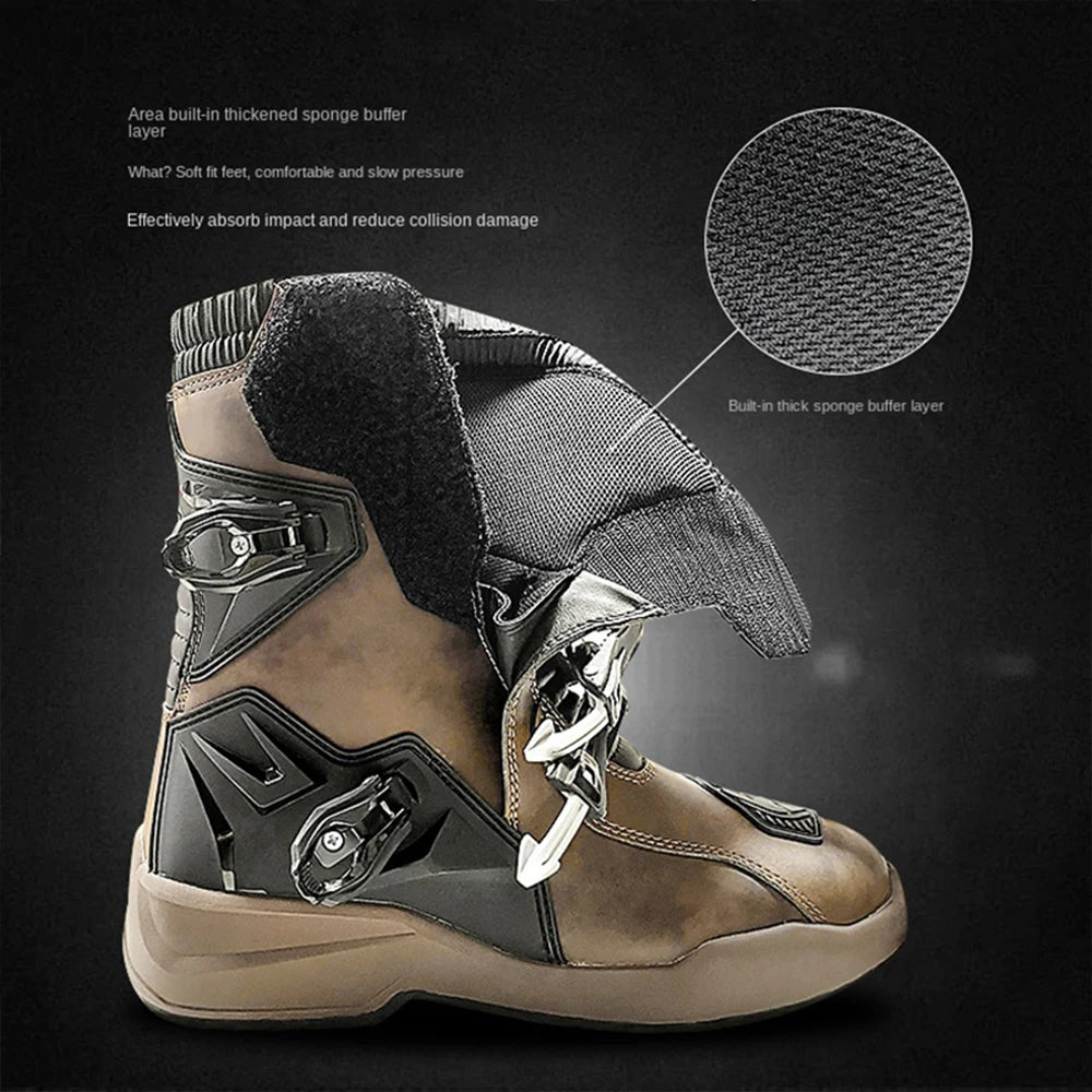 Motorcycle anti-fall riding shoes anti-slip wear-resistant waterproof breathable rally boots protective moto cross-country equip