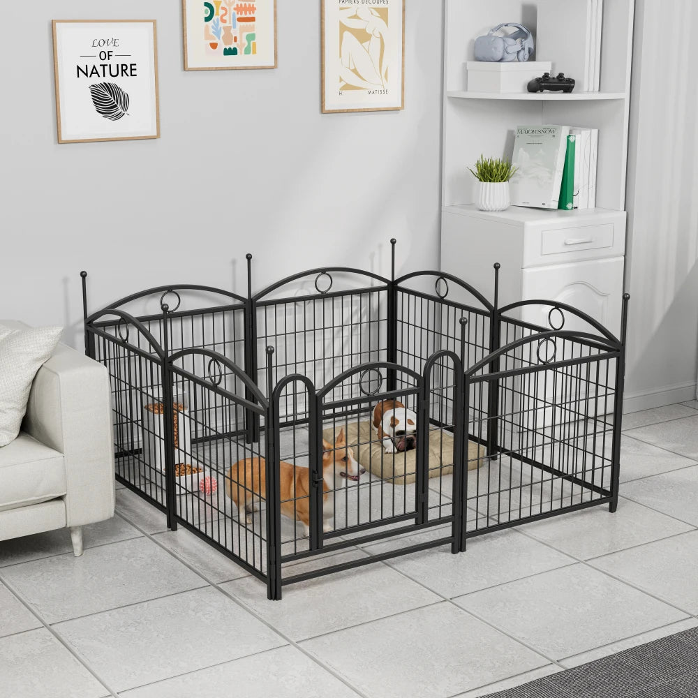 Dog Playpen Indoor 24 inch 8 Panels Metal Dog Pen Pet Dog Fence Outdoor Exercise Pen with Doors, Heavy Duty Dog Fence Puppy Pen