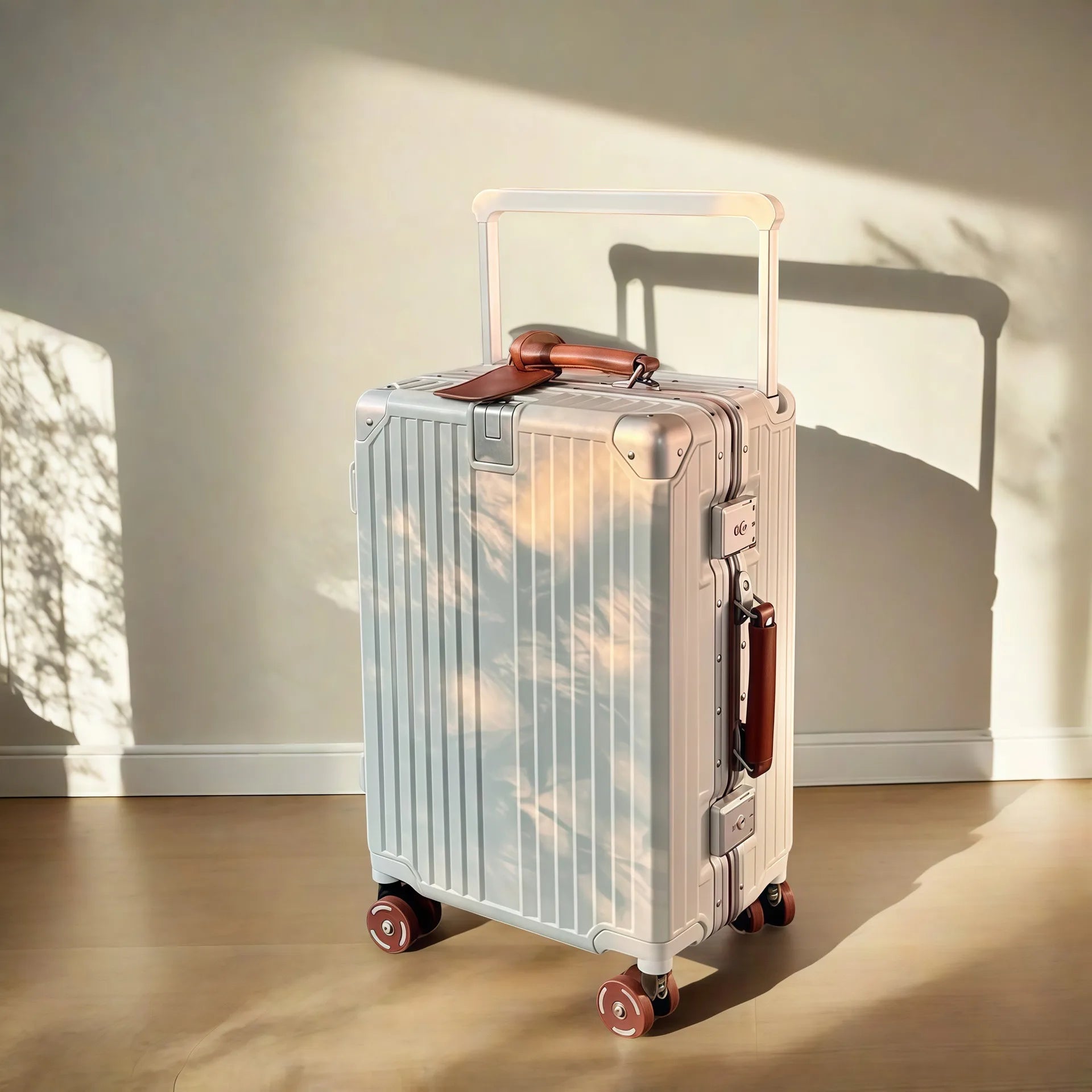 Wide Handlebar Rolling Luggage Large Capacity Travel Aluminum Frame Trolley Suitcase with Colorful Silent Spinner Wheel TSA Lock