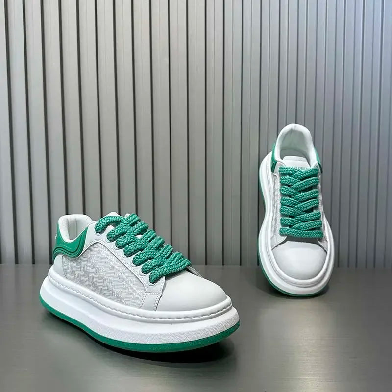 Fashion Footwear for Men Made of Leather Fabric Breathable Height-Increasing Flat Platform Shoe New Designer Casual Sports Shoe