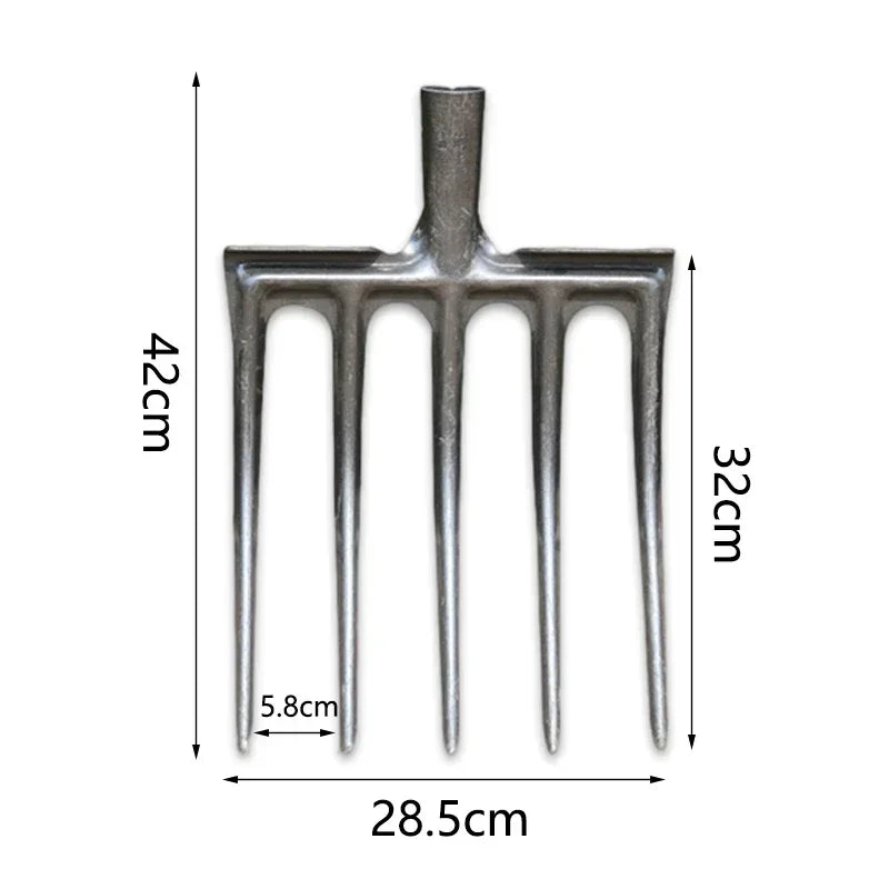 1Pcs 4/5 Teeth Soil Digging Fork Manganese Steel Garden Spading Fork For Digging Manure Planting Vegetables Agricultural Tool