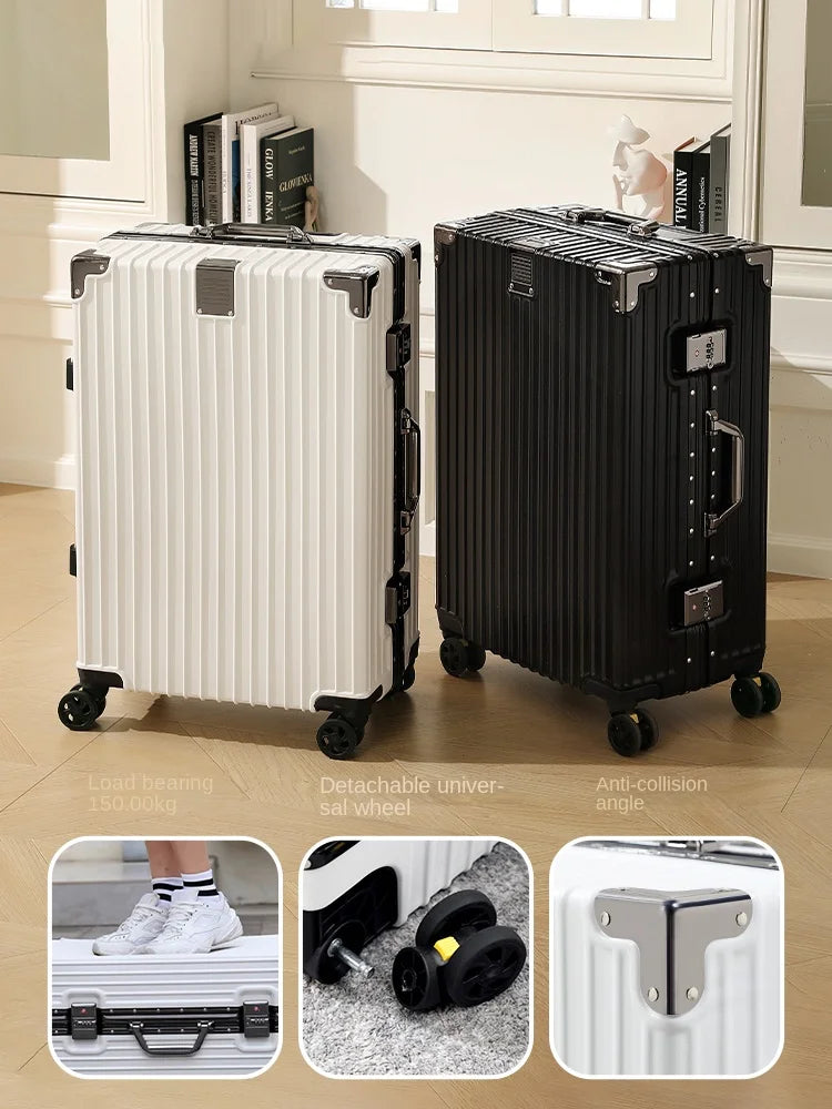 Suitcase Aluminum Frame 20 inch Carrier Trolley Case Removable Universal Wheels 22-30 inch Large Capacity Travel Suitcases