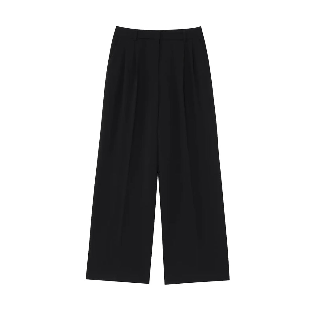 Women's new suit trousers suit double-breasted suit jacket with shoulder pads, pleated wide-leg pants