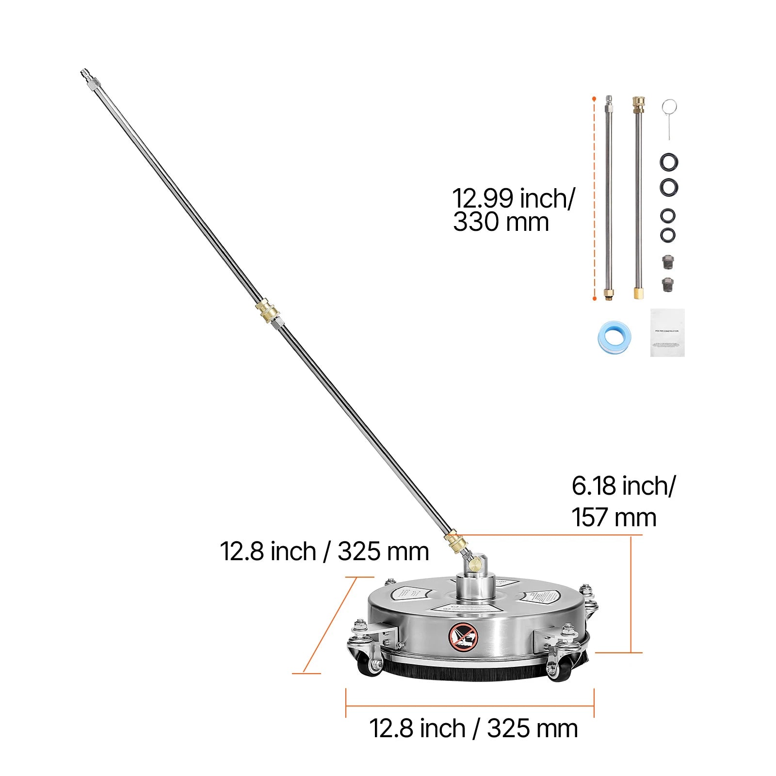 SucceBuy Pressure Washer Surface Cleaner PE/Stainless Steel Pressure Washer Attachments with 4 Wheels for Concrete Patio Deck