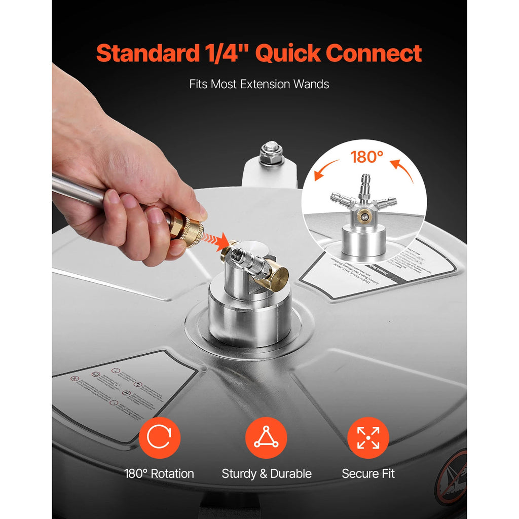 SucceBuy Pressure Washer Surface Cleaner PE/Stainless Steel Pressure Washer Attachments with 4 Wheels for Concrete Patio Deck