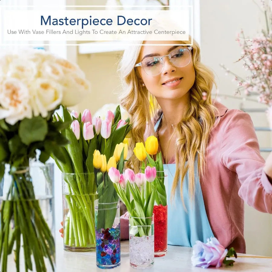 Glass Cylinder Vases Set of 3 Decorative Centerpieces for Home or Wedding by