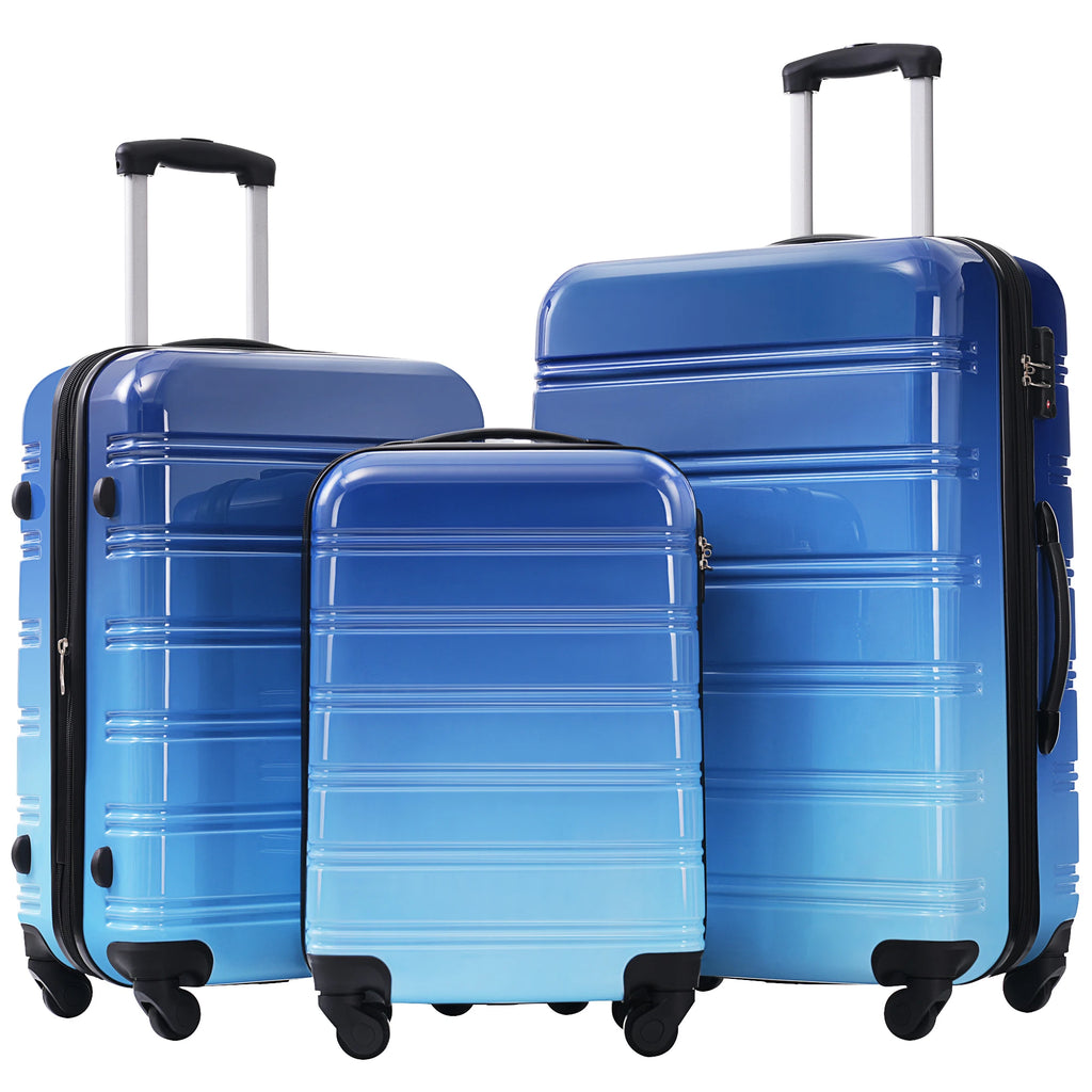 Hardshell Luggage Sets 3 Piece Gradient Color Expandable Suitcase with Spinner Wheels and TSA Lock Lightweight 20" 24" 28"