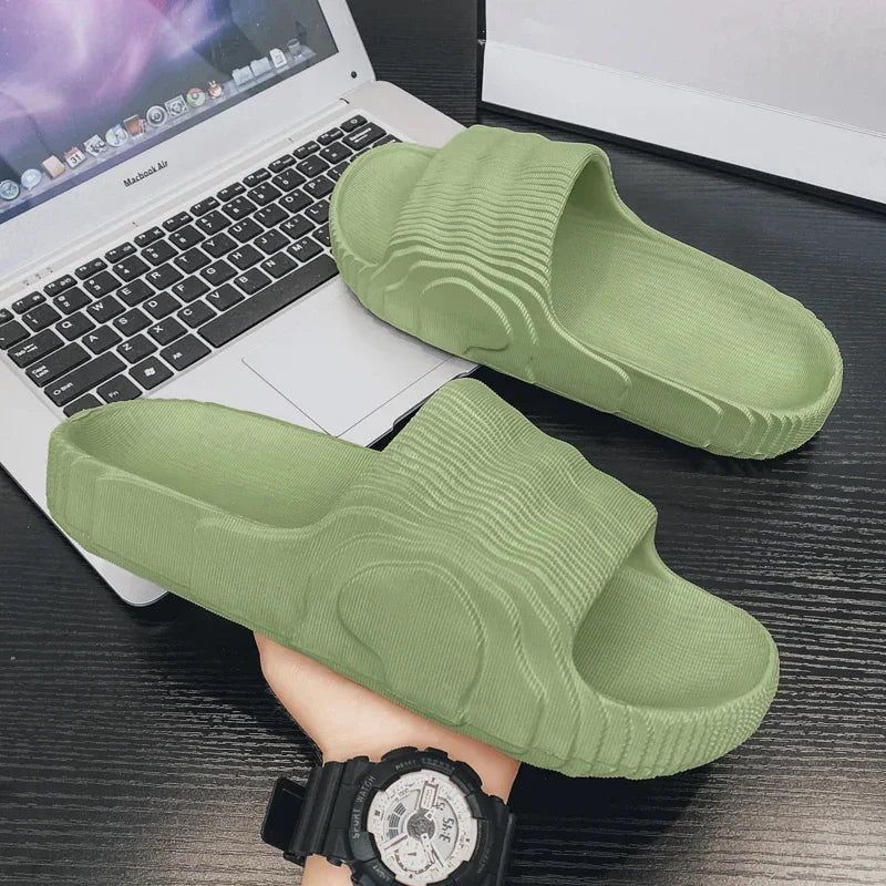 Soft Home Slippers Couple Summer Indoor Skid Proof Bathroom Slippers Sandals Hotel Solid Color Men Women Flip Flops Flat Shoes