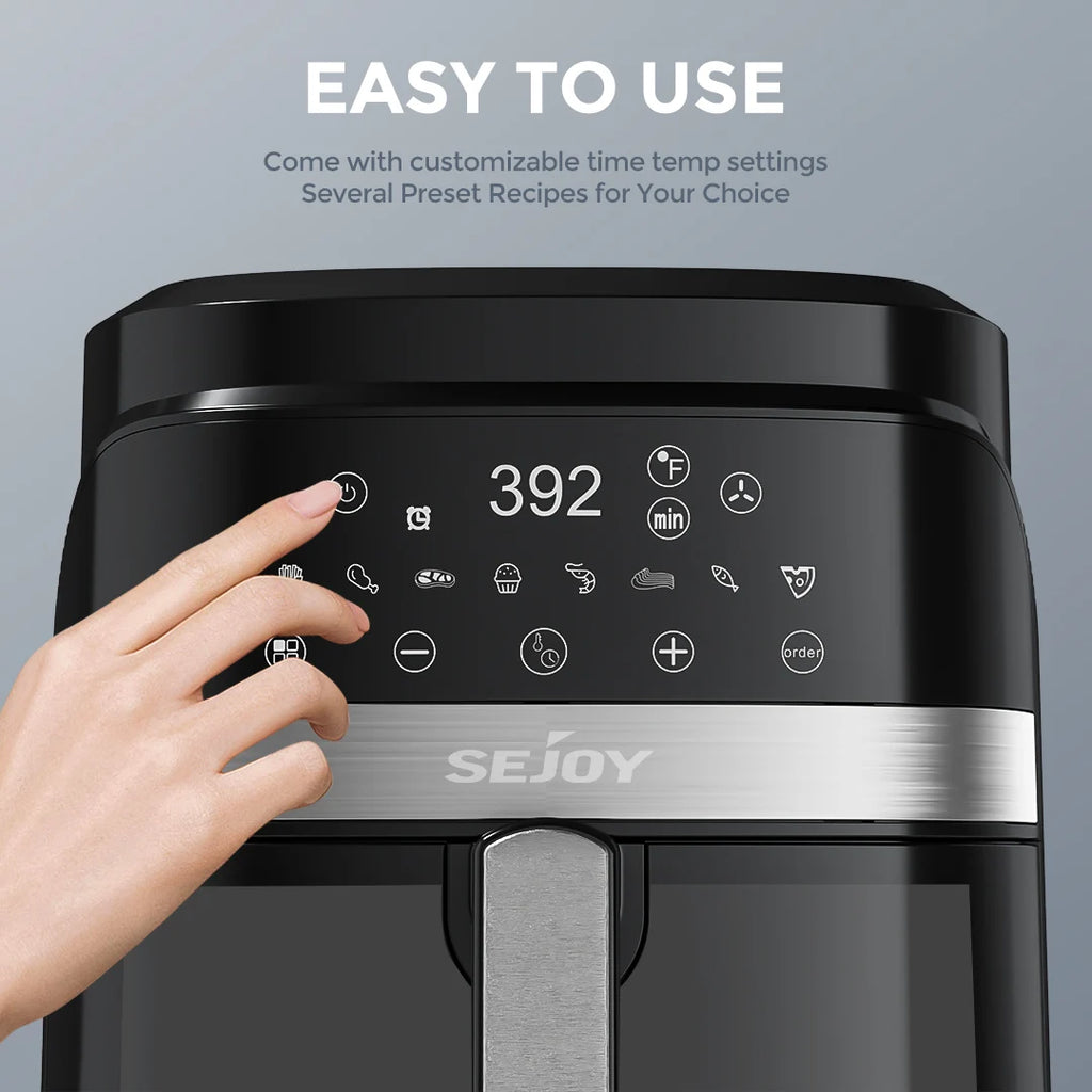 SEJOY 6 Quarts Large Capacity Electric Air Fryers Oil-free Automatic Household Kitchen 360°Baking Oven Deep Fryer without Oil