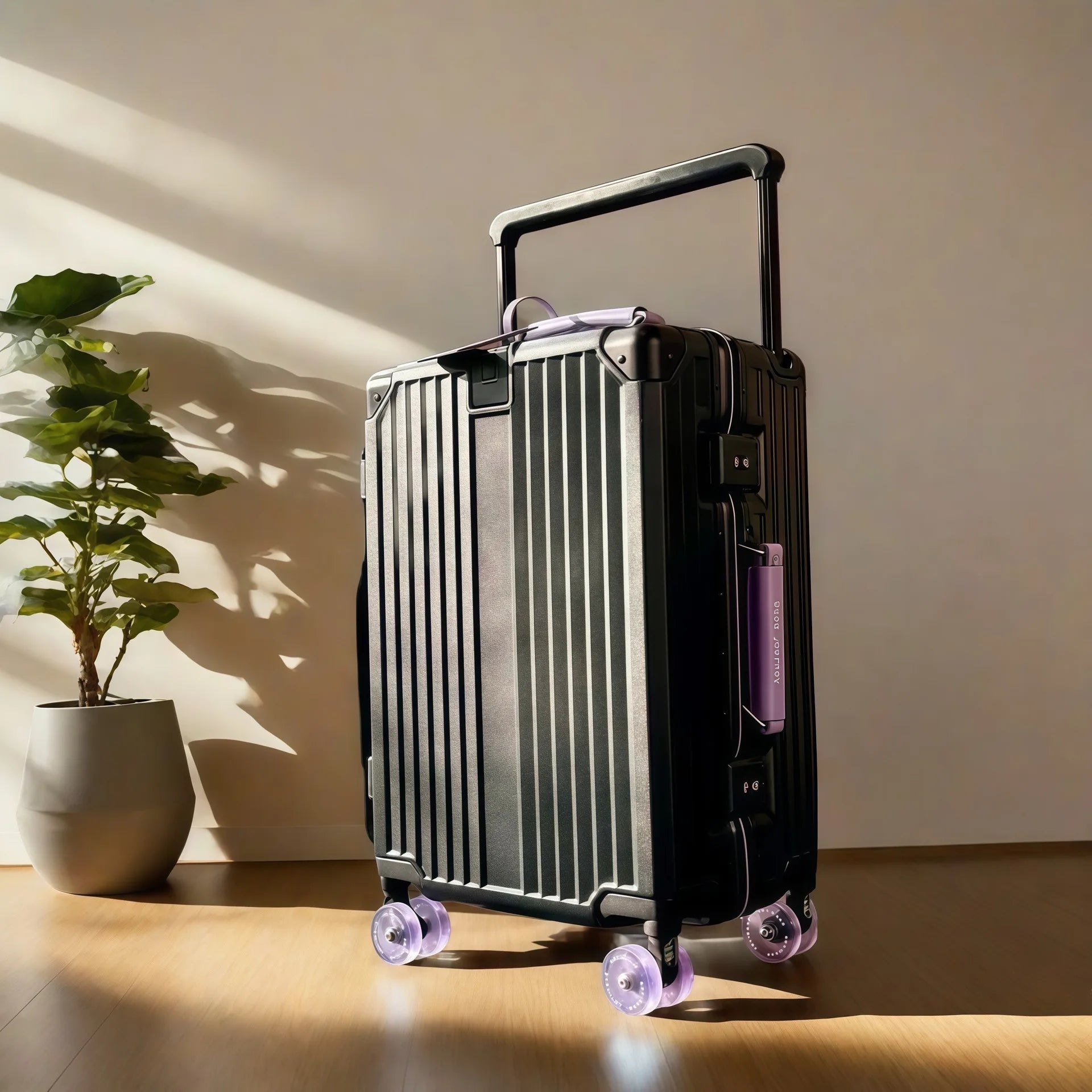 Wide Handlebar Rolling Luggage Large Capacity Travel Aluminum Frame Trolley Suitcase with Colorful Silent Spinner Wheel TSA Lock