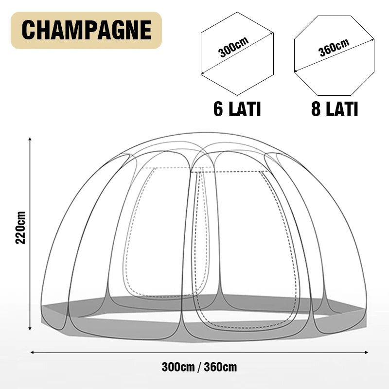 Outdoor Dome Starry Sky Tent, 4-8 Person Transparent Folding, Wind/Rainproof, Quick Setup, 6/8 Sided Camping Tent for Stargazing