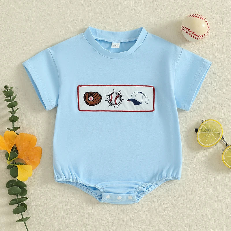 Newborn Boys Baseball Romper Shirts Infant Baby Summer Clothes Short Sleeve Bodysuit Tops