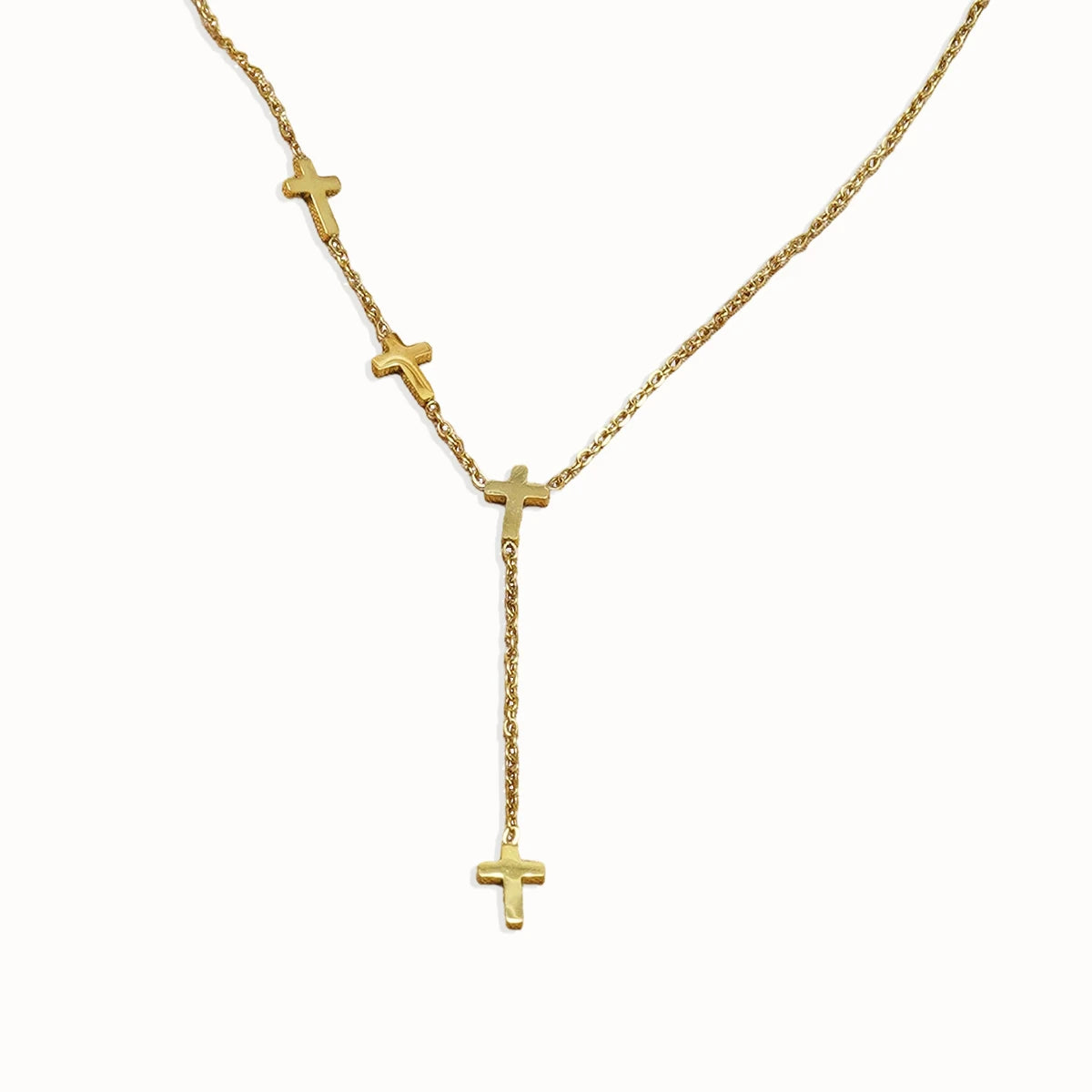 Lxalry 18K Gold Plated Stainless Steel Cross Y Necklace for Women – Waterproof, Tarnish-Free, Faith Jewelry Gift for Birthday, A