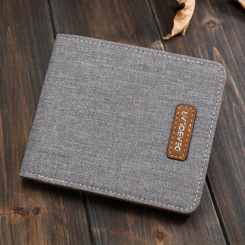 Men's Short Wallet Cowboy Canvas Business Male Super Thin Small Money Vintage Korean Version Citrill Tide Wholesale Solid Color