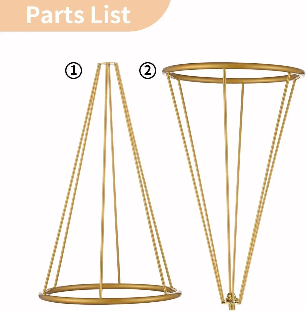 Metallic Gold Flower Stand，Rustproof Centerpiece for Wedding Table, Christmas Party Decor with Metal Base, Floral Vase Holder