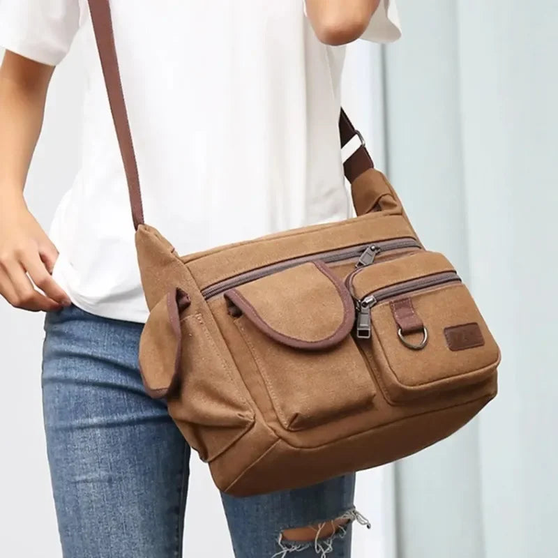 Heren Casual Sling Bag Messenger Crossbody Schouder Unisex Reizen Outdoor Vintage Tassen