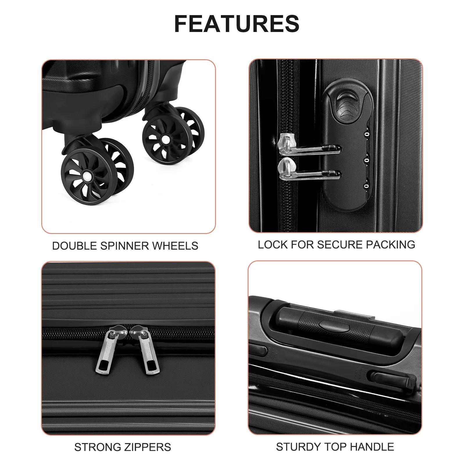 Carry On Luggage 20" Suitcase Spinner Wheels TSA Lock Airline Approved