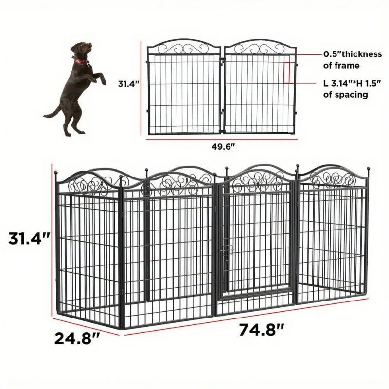 Heavy Metal Dog Playpen Backyard Dog Kennel Fences for Outdoor Camping Traveling