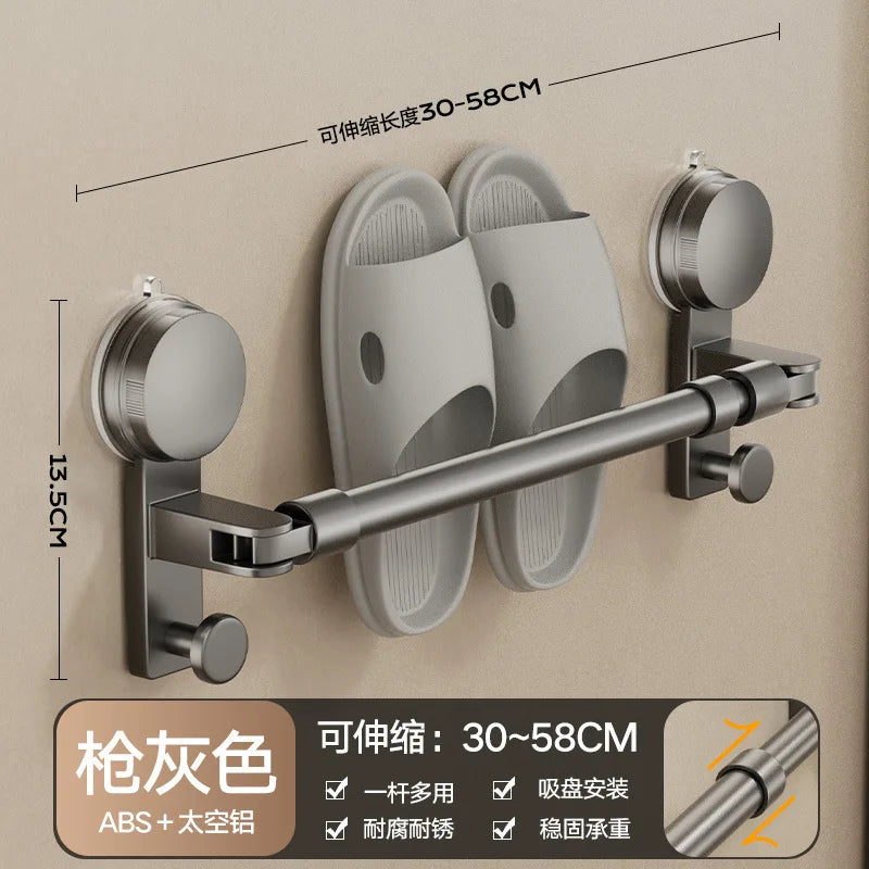 AOBT Telescopic slipper rack suction cup free of punching, bathroom retractable convenient placement of bathroom balcony hanging