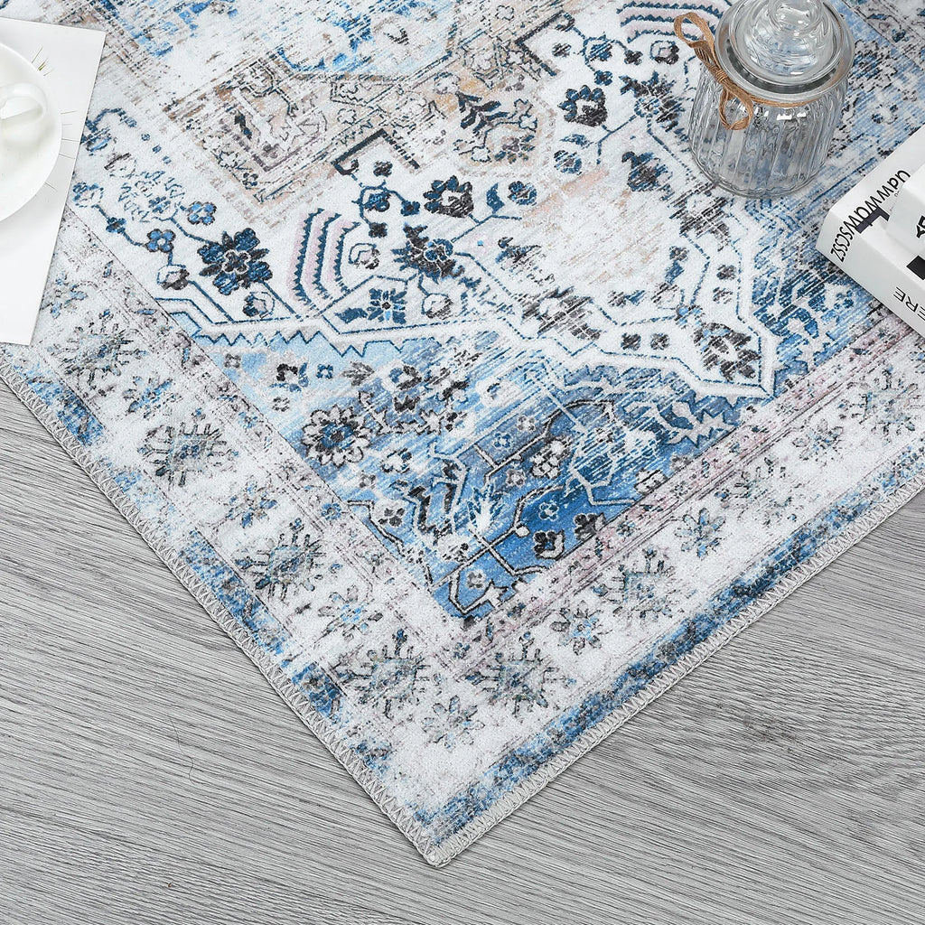 Large Area Rug Living Room Rug 10x13 Vintage Carpet Washable Area Rug Easy Cleaning Stain Resistant Indoor Carpet with Non-Slip
