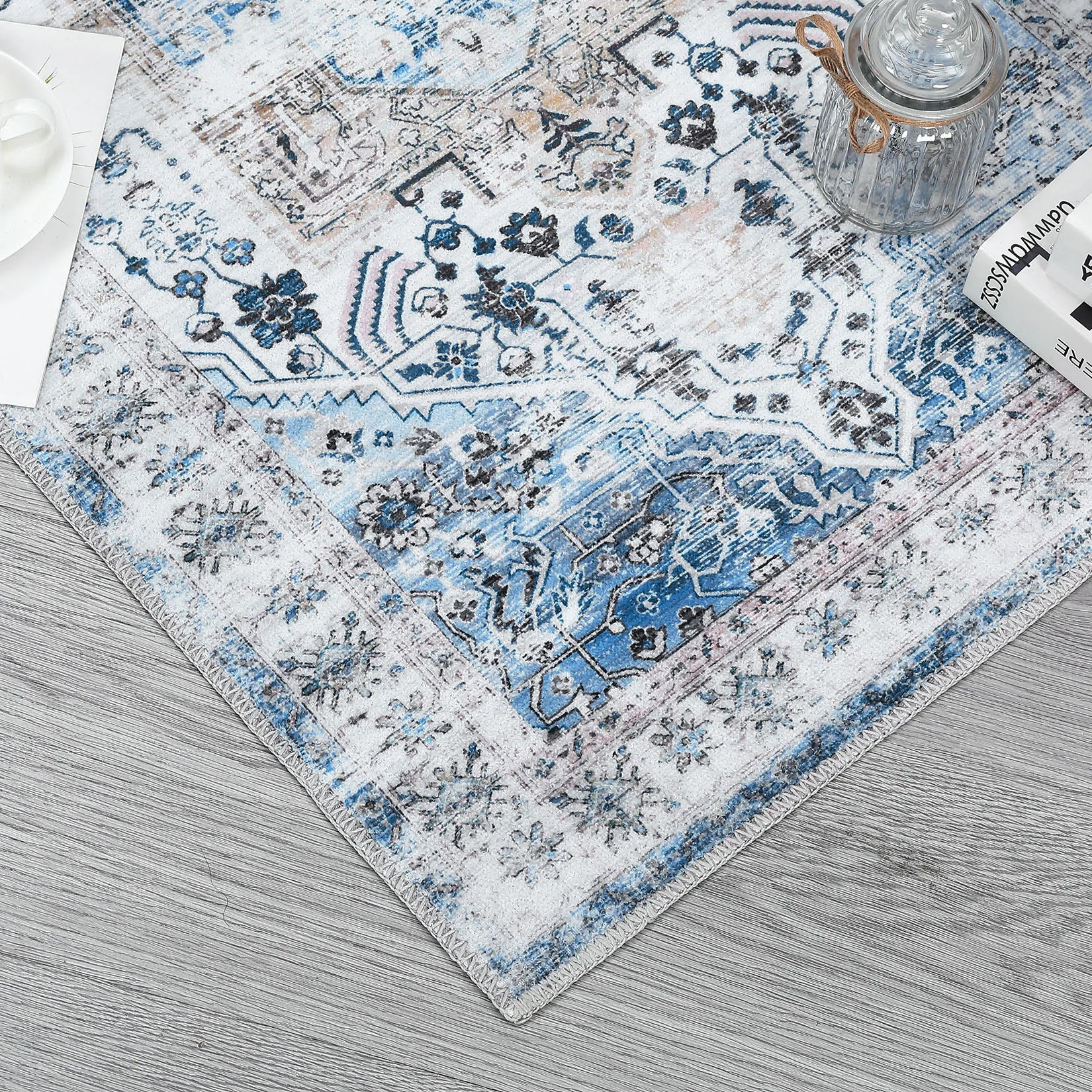 Large Area Rug Living Room Rug 10x13 Vintage Carpet Washable Area Rug Easy Cleaning Stain Resistant Indoor Carpet with Non-Slip