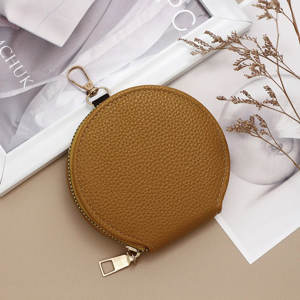 New High Quality Women's Zipper Wallet Portable Round Mini Card Bag Female Coin Pocket Key Bag Credit Card Holder Women's Purses