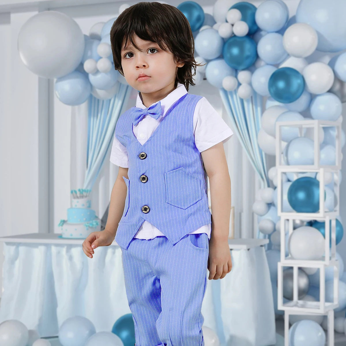 Baby Boys Clothing Set Infant Gentleman Outfit Top + Shorts Baptism Wedding Birthday Gift Costume 2PCS Kids Summer Clothes Suit