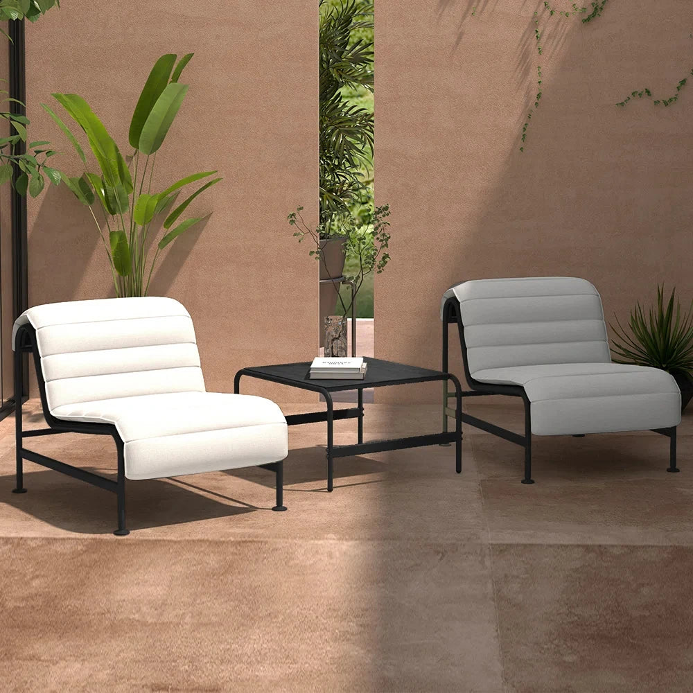 3-Piece Oversized Outdoor Furniture Set,Wide and Deep Lounge Chairs with Olefin Cushions and Stone-Top Side Table for Garden