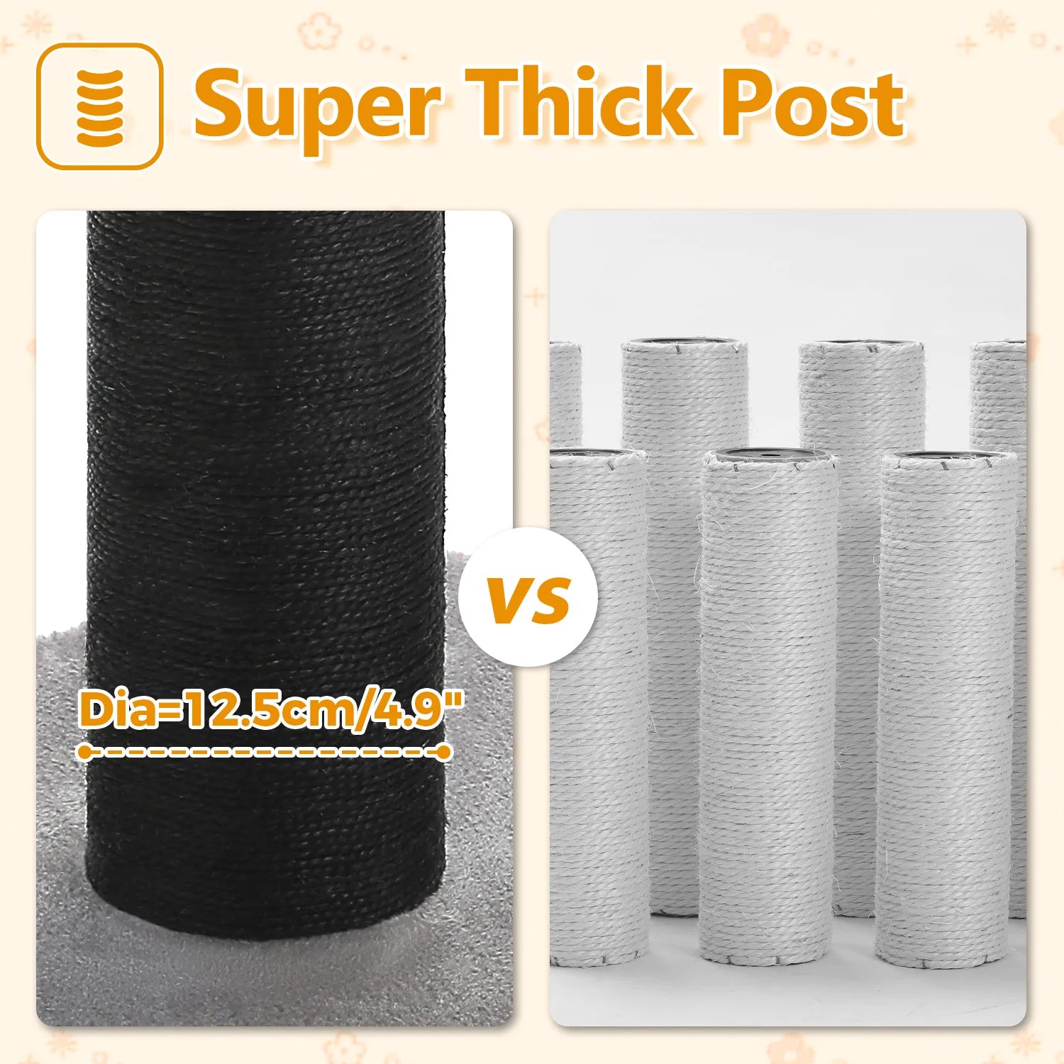 Cats Scratching Post Thick Cat Tree Cat Tower for Large Cats Flower Cat Bed Tall Cat Scratcher for Indoor Cats