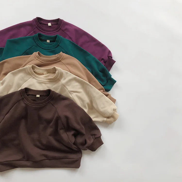 Autumn New Children Casual Sweatshirt For Boys Girls Long Sleeve Sweatshirt Solid Baby Loose Pullover Cotton Kids Clothes