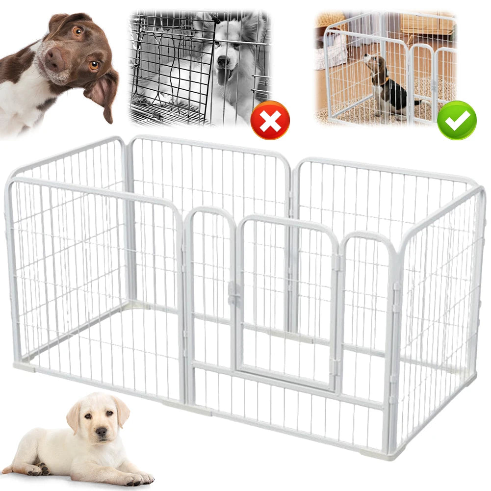 6 Panels Pet Playpen with Door Foldable Exercise Puppy Kennel Cage Heavy Duty Dog Exercise Fence for Dog Cat Rabbit Pet Exercise
