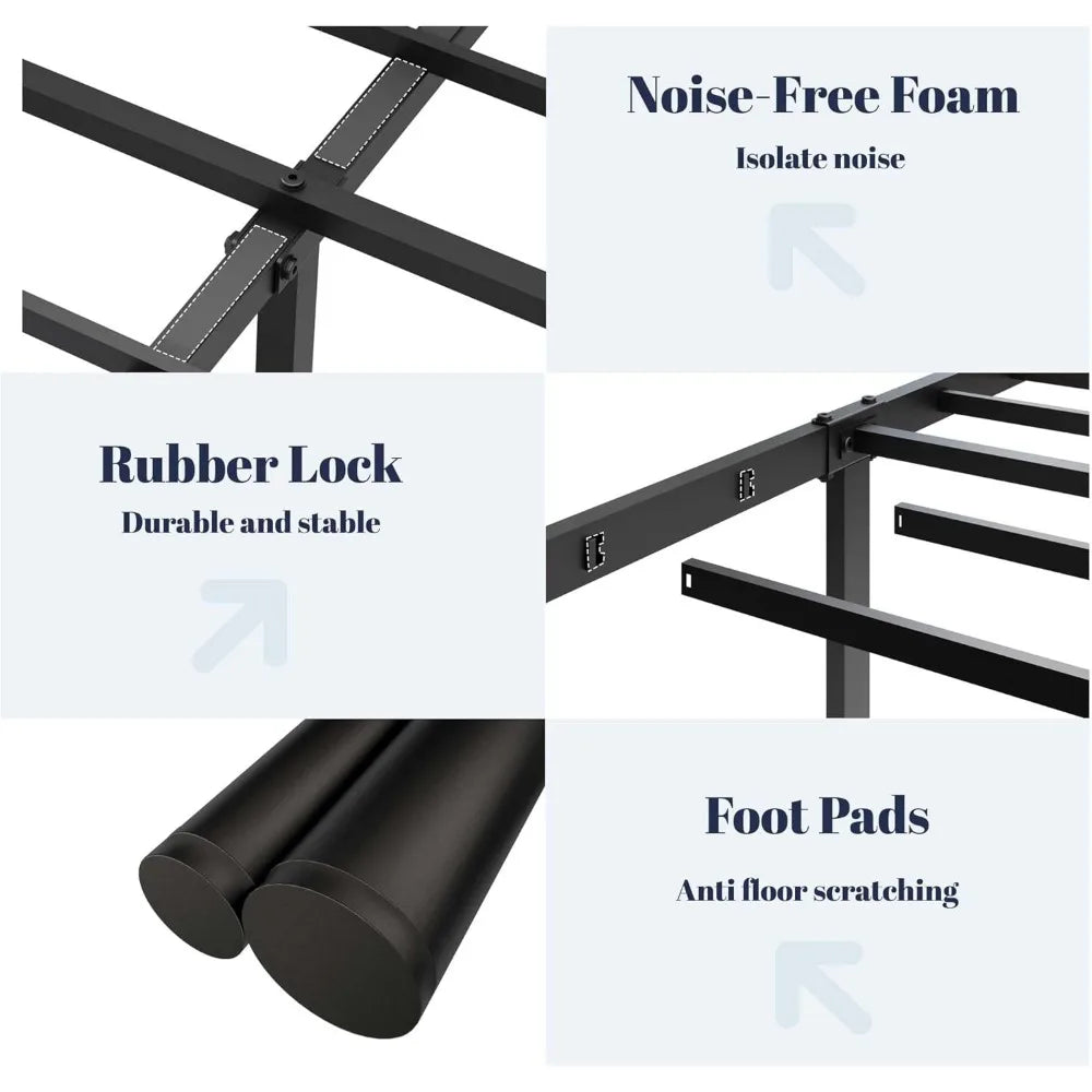 Victorian-Style Metal Platform Bed Frame with Headboard, Footboard, and 12-Inch Storage Space