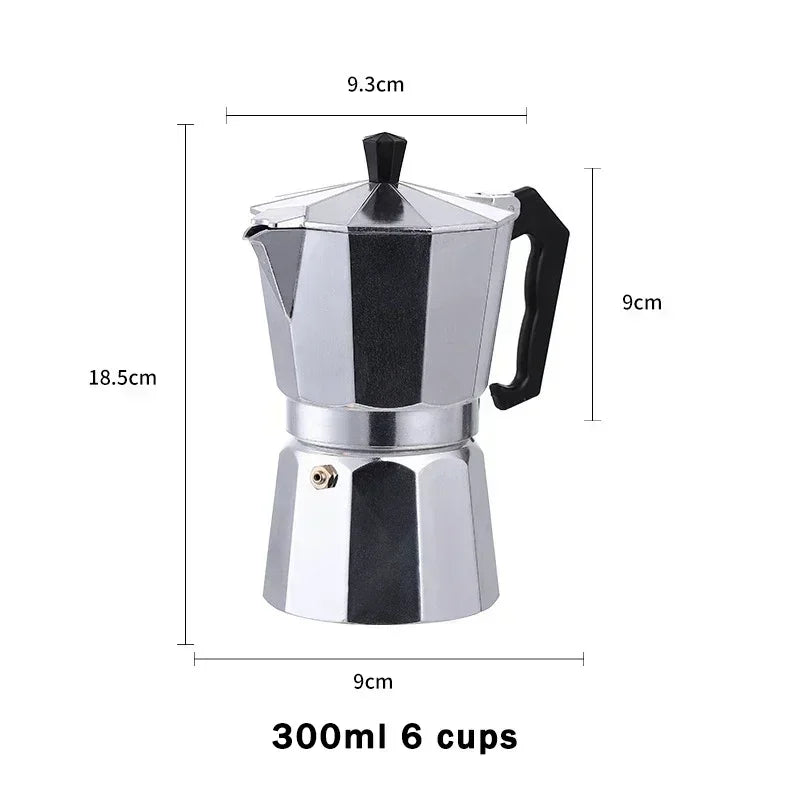 50/100/150/300ml Coffee Pot Italian Aluminum Moka Pot Octagonal Espresso Moka Coffee Pot Kitchen Barista Accessories
