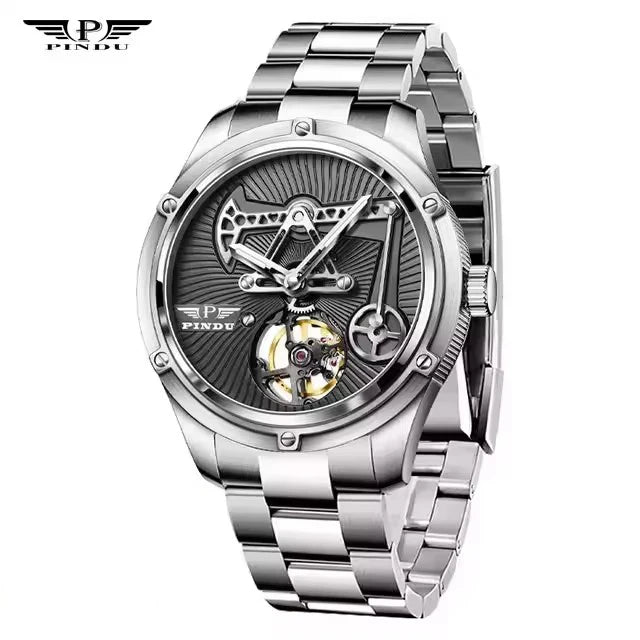 PINDU Watch Miyata 8215 Mechanical Movement Sapphire Mirror Waterproof Luminous Oil Well Business Men Mechanical Wristwatches