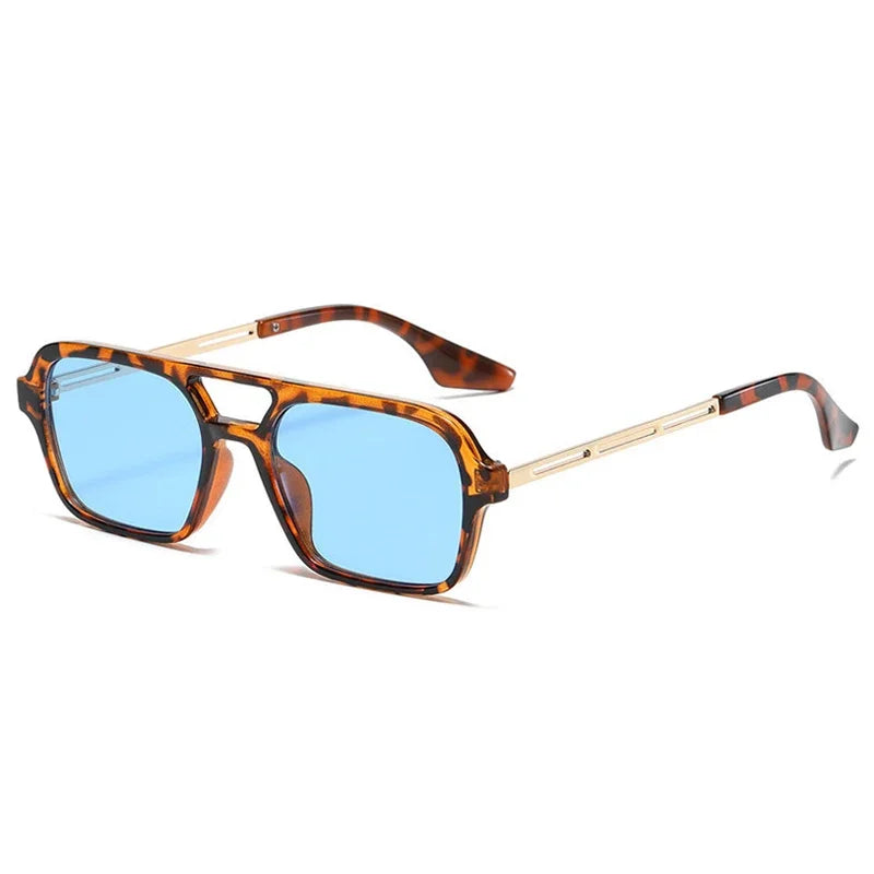 Small Vintage Square Sunglasses Women Brand Designer Mirror Sun Glasses Female Fashion Retro Leopard Frame Blue Oculos De Sol