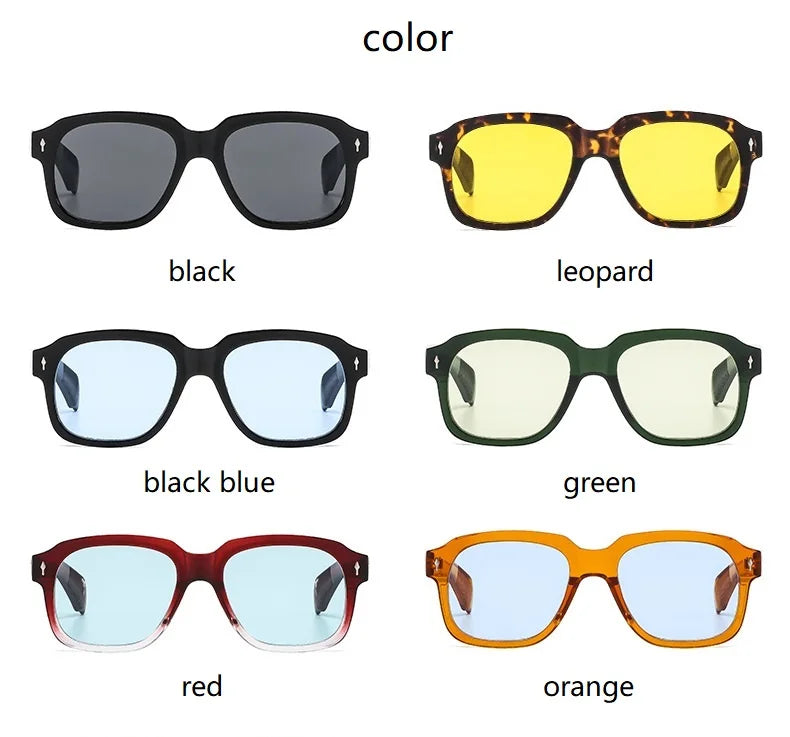 Women Square Sunglasses Ins Popular Men Vintage Rivets Punk Female Shades UV400 Fashion Male Sun Glasses