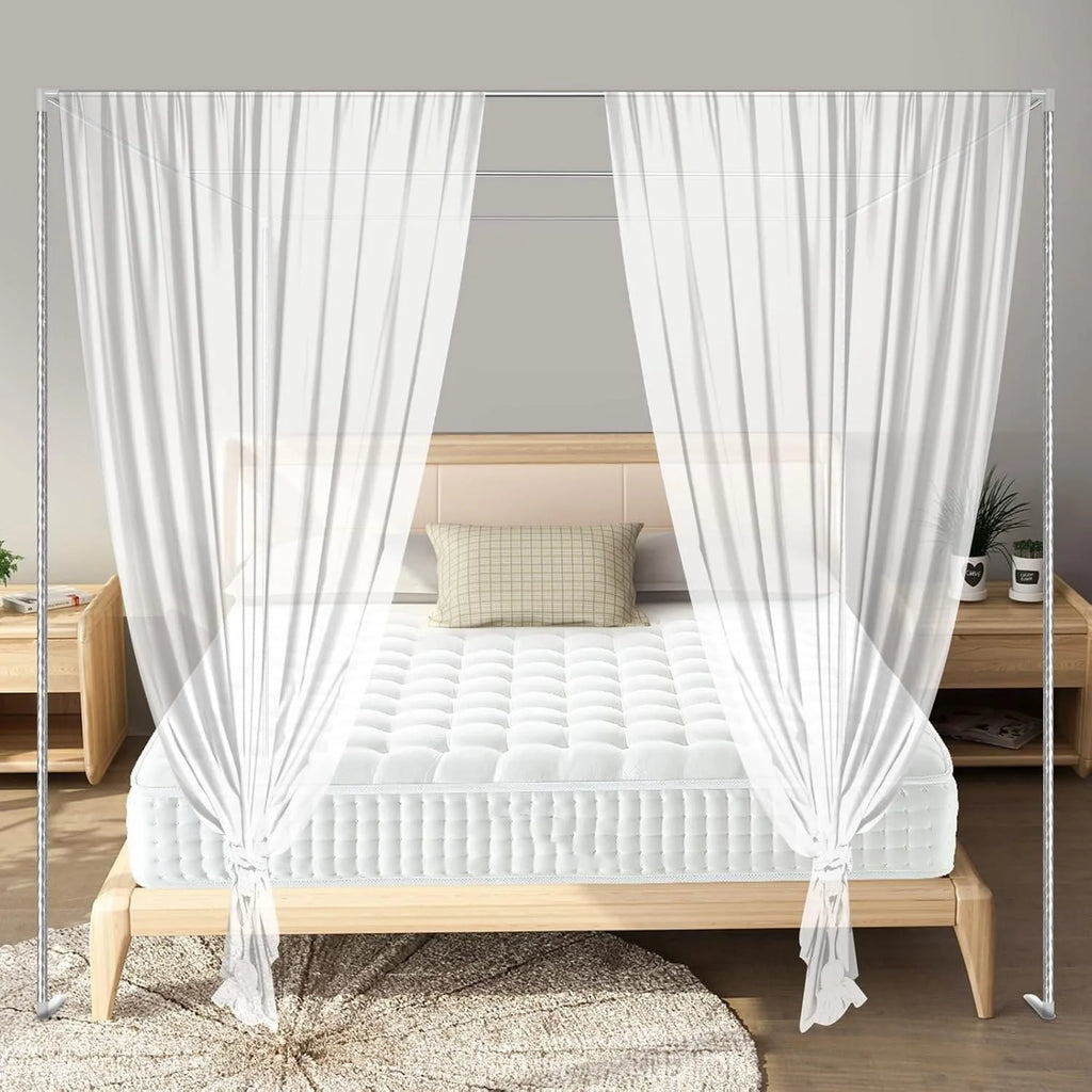 2*2*2m Bed Frame Column Full Size Stainless Steel Square Bed Mosquito Grid Beam Suitable for Metal Bed Wood Bed (Only Frame)