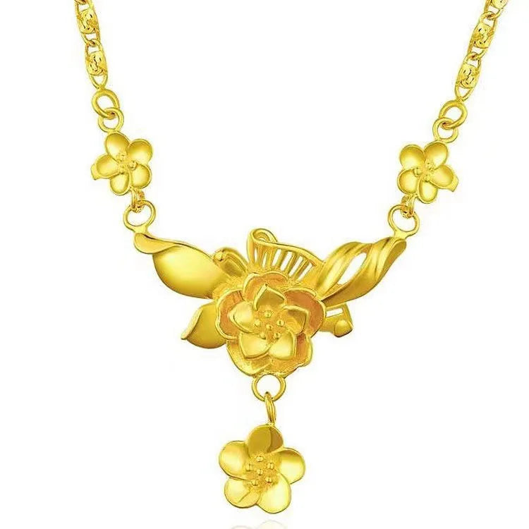 Rose Vietnamese gold sand necklace female gold-plated jewelry for girlfriend's birthday gift